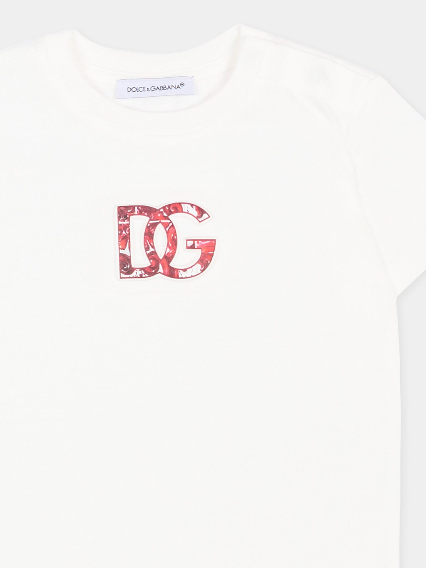 T-shirt avorio con logo per neonato,Dolce & Gabbana Kids,L1JTEY G7P4Z W0111