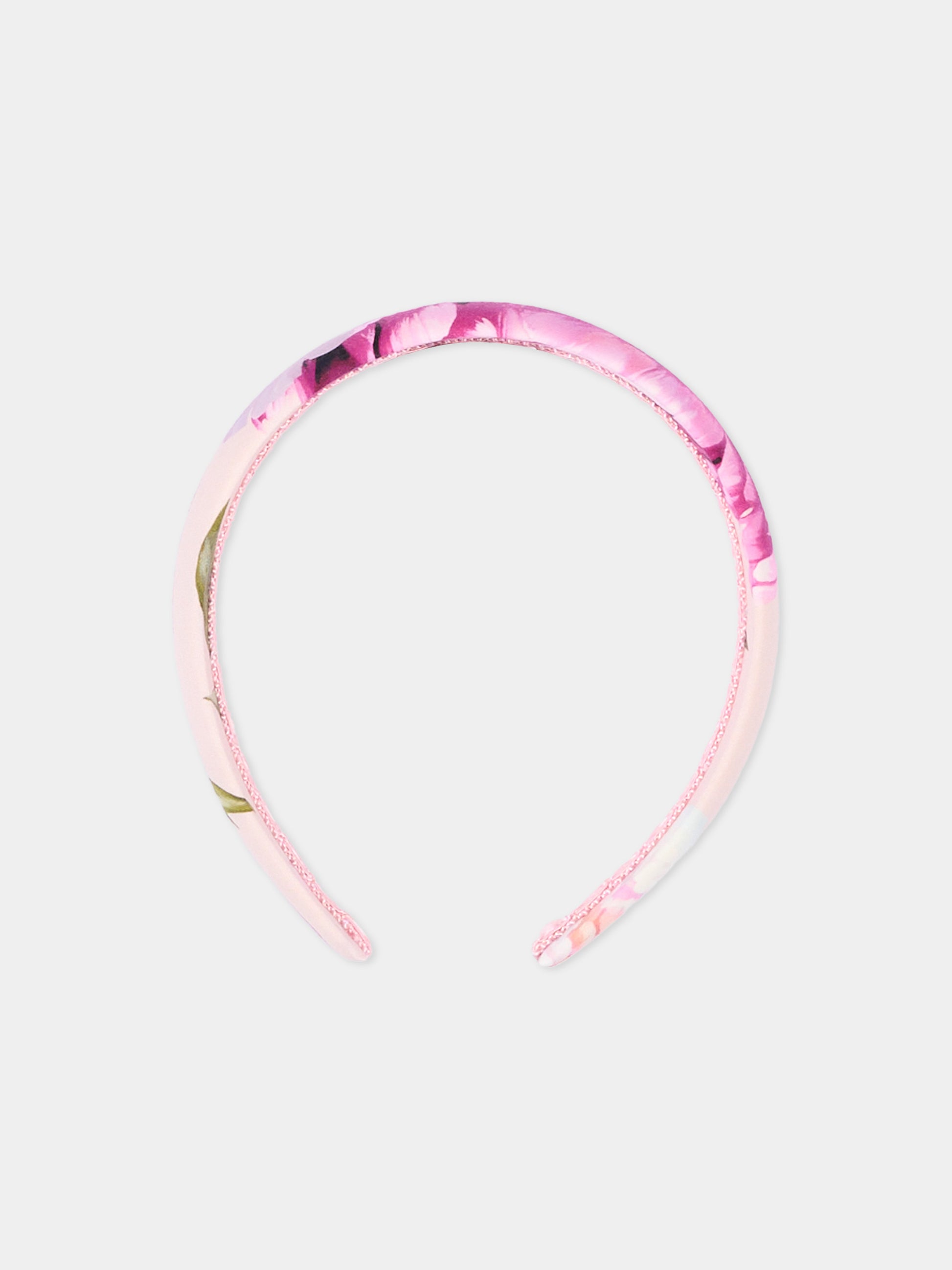 Cerchietto rosa per bambina floreale,Dolce & Gabbana Kids,LB3L54 G7QZX HF6FZ