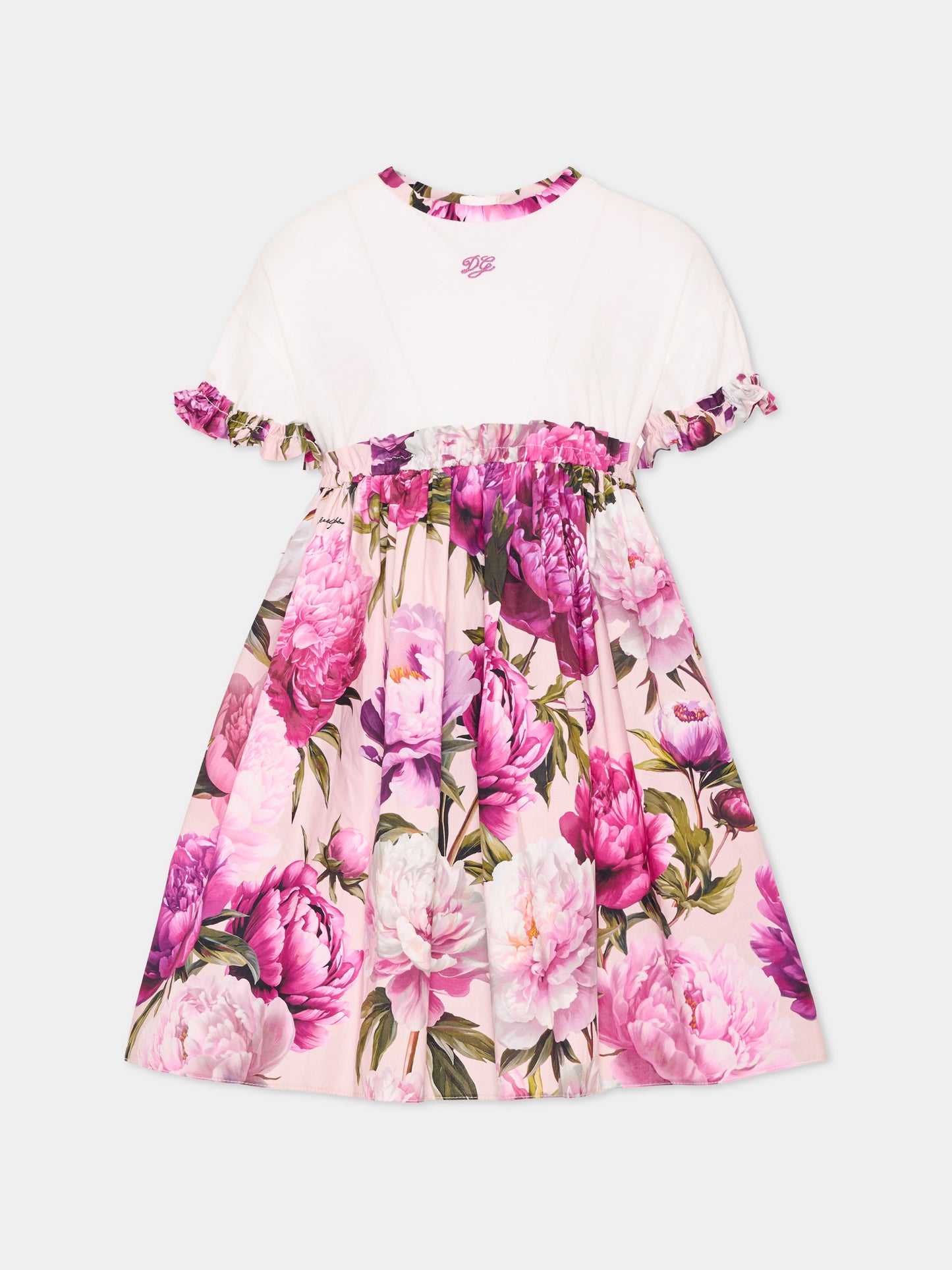 Abito elegante rosa per bambina floreale,Dolce & Gabbana Kids,L5JDBQ G7QZY S9000
