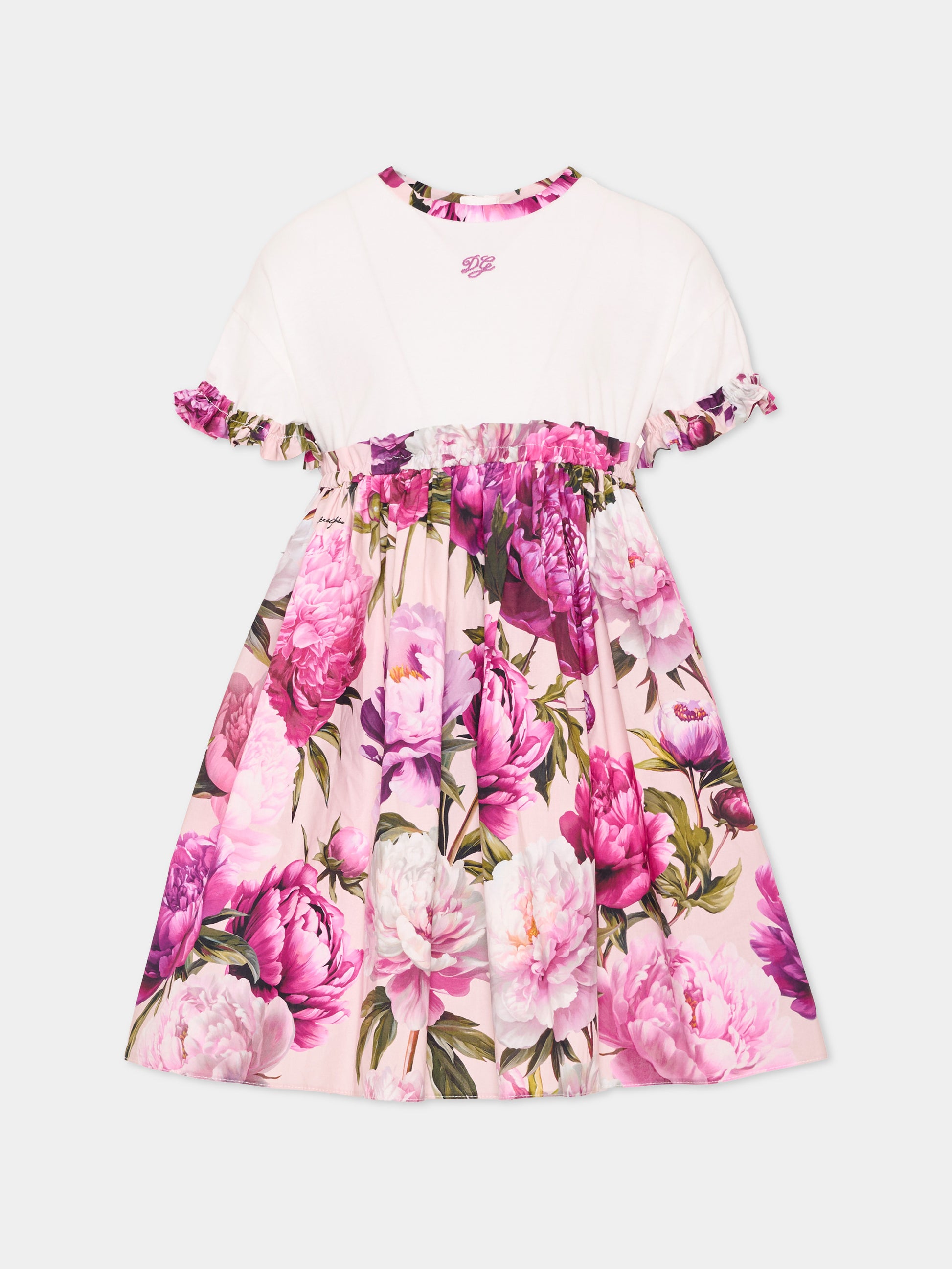 Abito elegante rosa per bambina floreale,Dolce & Gabbana Kids,L5JDBQ G7QZY S9000