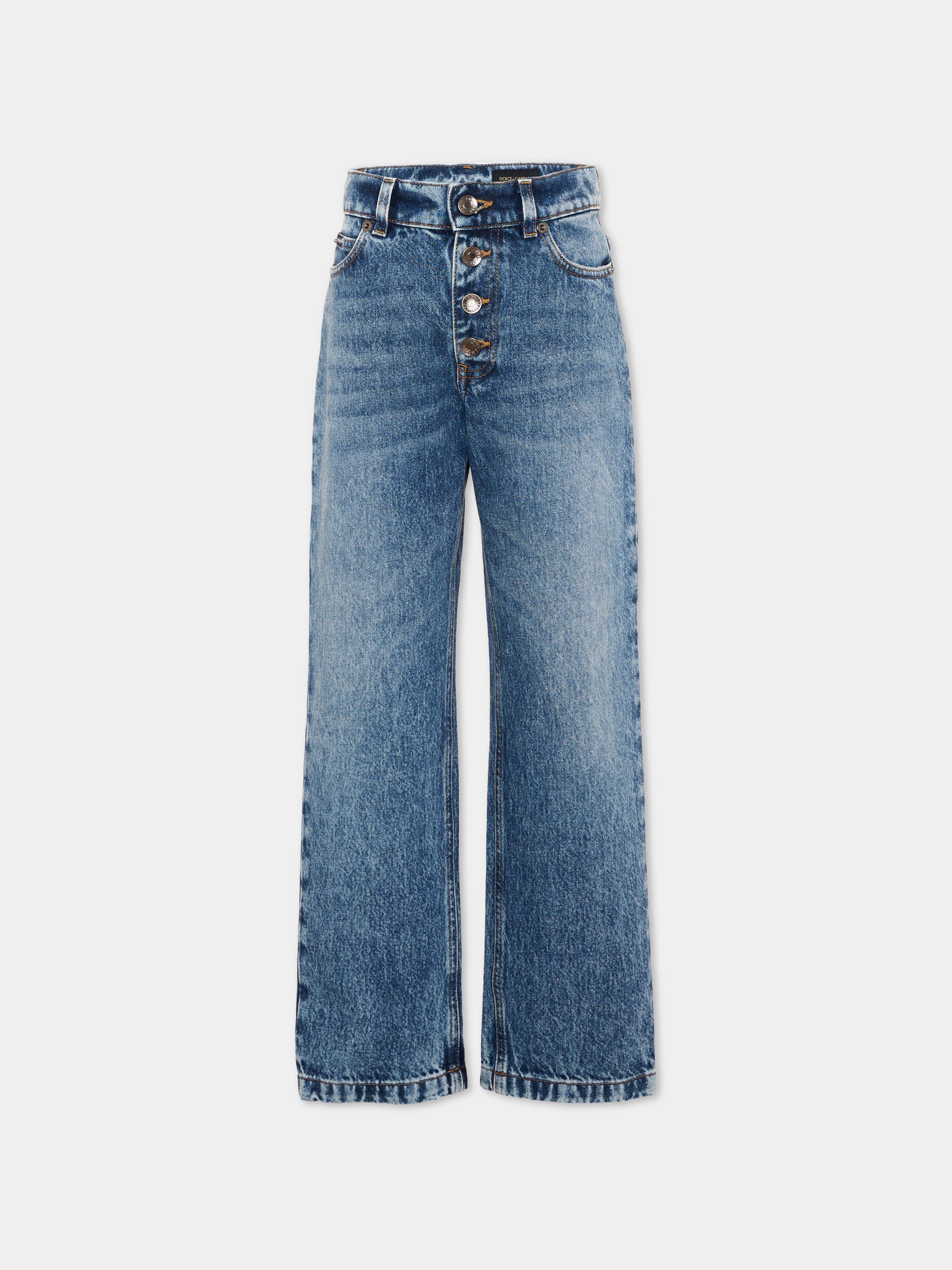 Jeans denim per bambino con monogramma,Dolce & Gabbana Kids,L42F93 LDE10 S9000