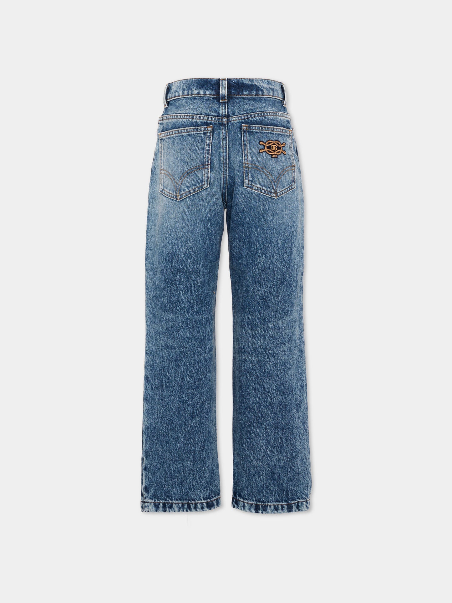 Jeans denim per bambino con monogramma,Dolce & Gabbana Kids,L42F93 LDE10 S9000