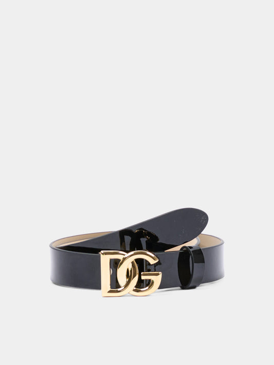 Cintura nera per bambina con logo DG,Dolce & Gabbana Kids,EE0068 A1067 80999