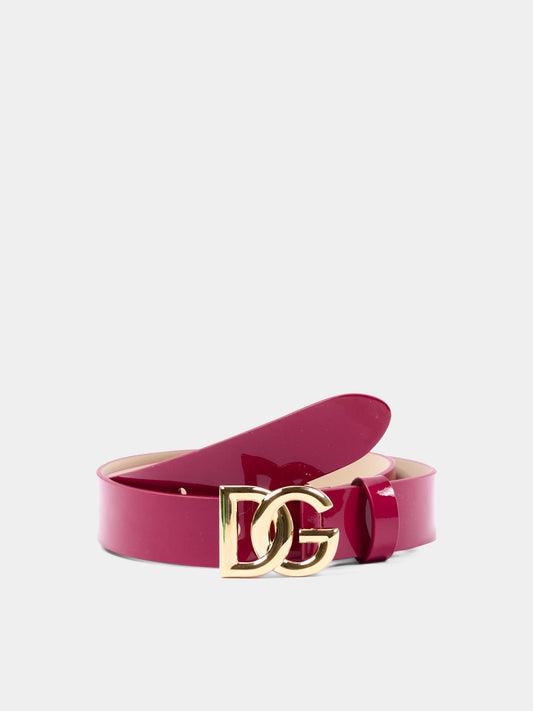 Cintura bordeaux per bambina con logo DG,Dolce & Gabbana Kids,EE0068 A1067 8I484