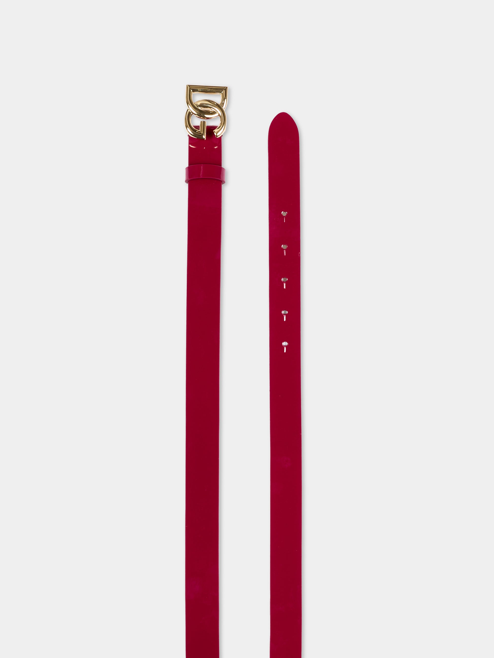 Cintura bordeaux per bambina con logo DG,Dolce & Gabbana Kids,EE0068 A1067 8I484