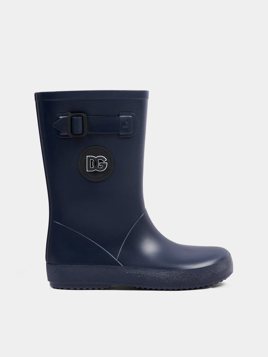 Stivali pioggia blu per bambini con logo,Dolce & Gabbana Kids,DD0323 AA615 80650