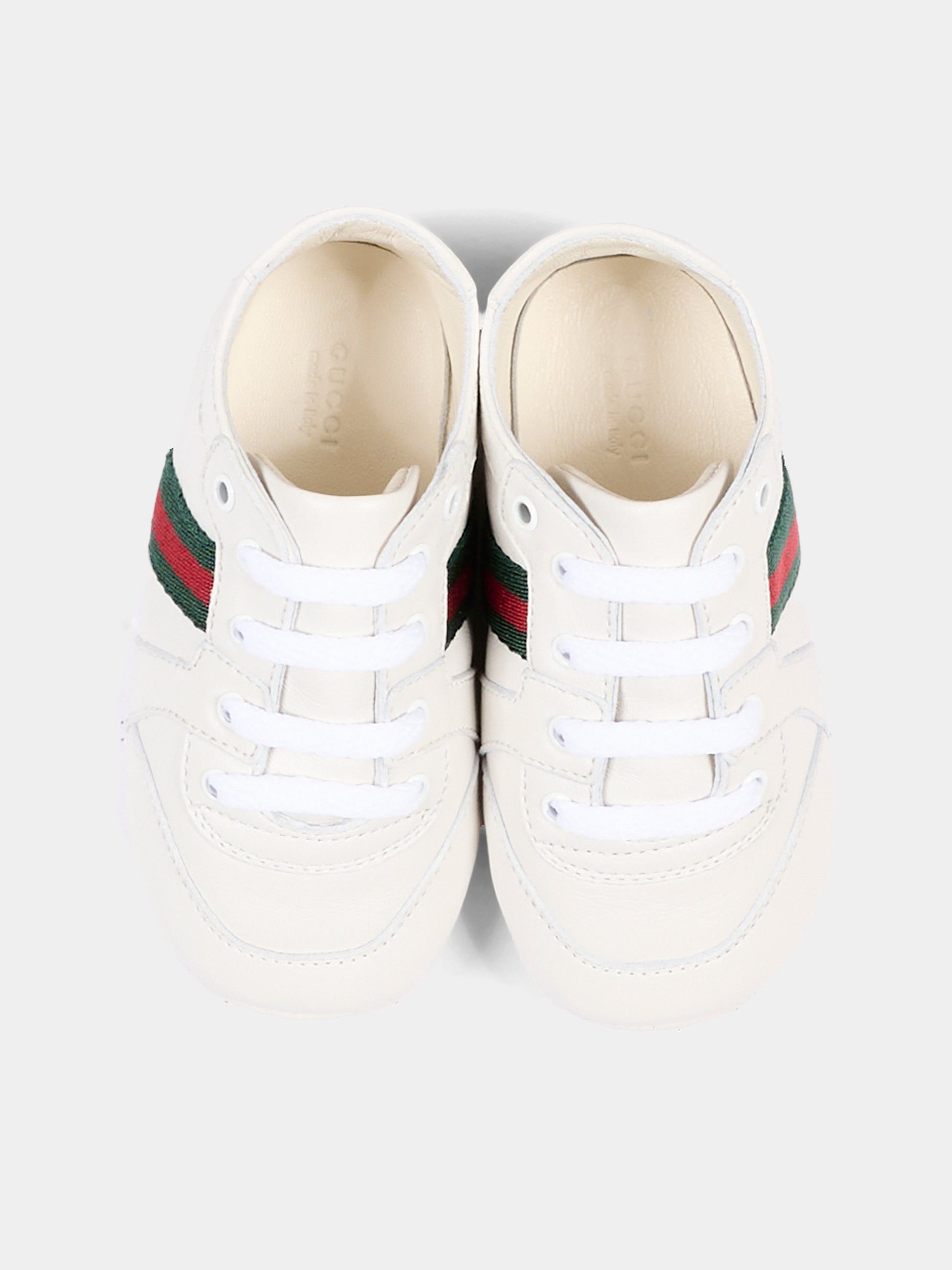 Sneakers bianche per neonato con Web,Gucci Kids,873033 AAGPG 9061