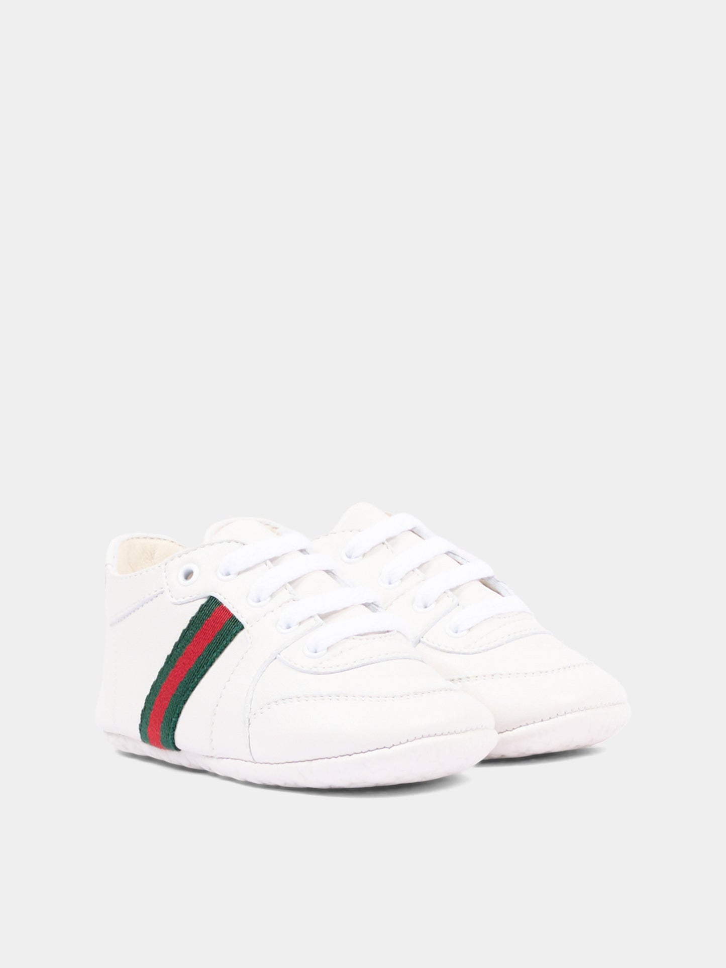 Sneakers bianche per neonato con Web,Gucci Kids,873033 AAGPG 9061