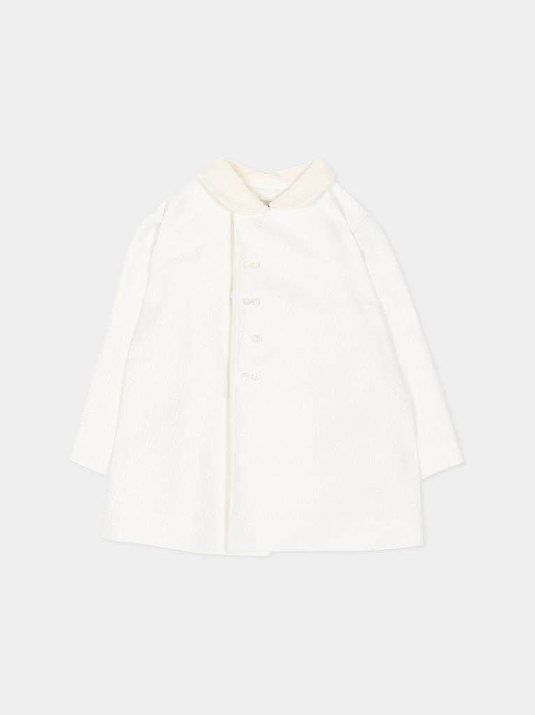 Ivory coat for Baby Boy Jacquard GG