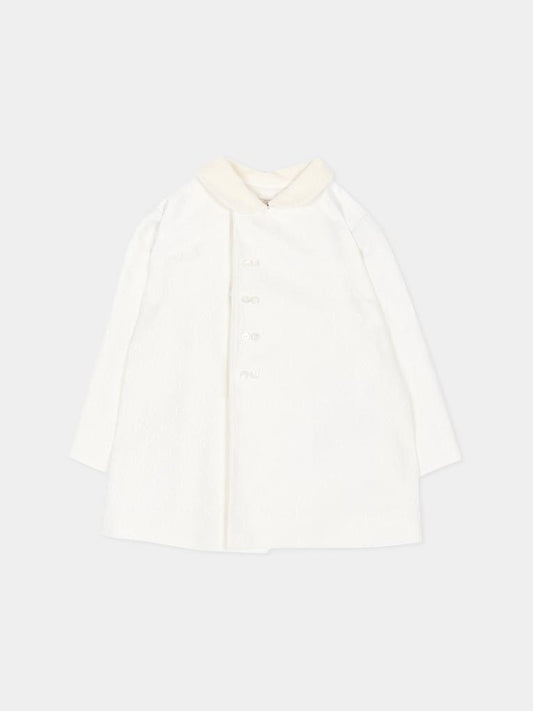 Ivory coat for Baby Boy Jacquard GG