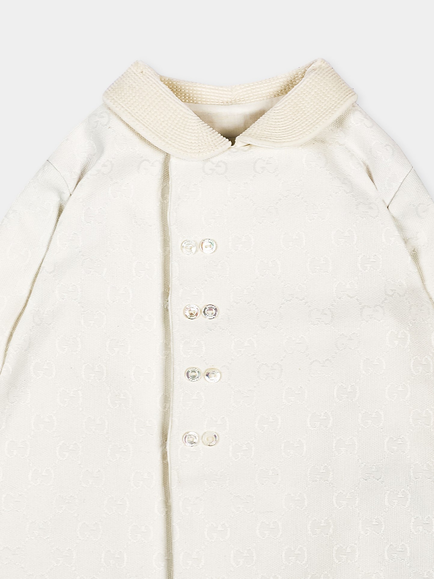 Cappotto avorio per neonato Jacquard GG,Gucci Kids,863983 XWA9R 9799