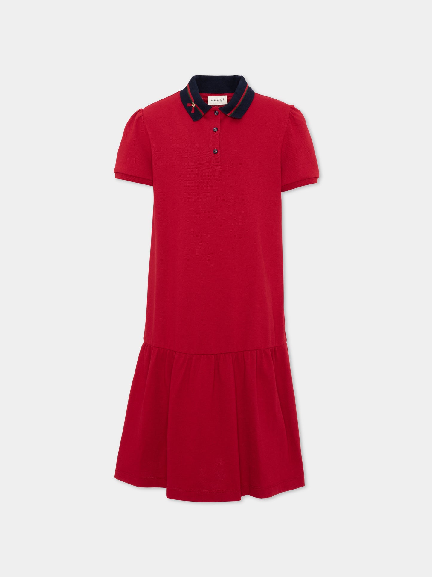 Vestito rosso per bambina con colletto