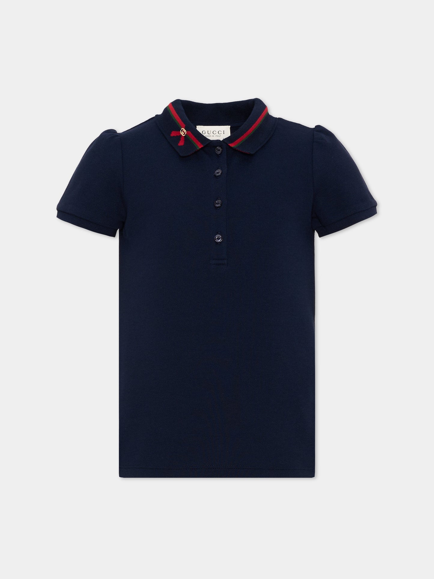 Polo a manica corta blu per bambina,Gucci Kids,867881 XJHWK 4306
