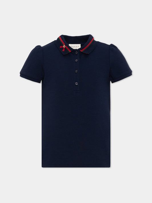 Polo a manica corta blu per bambina