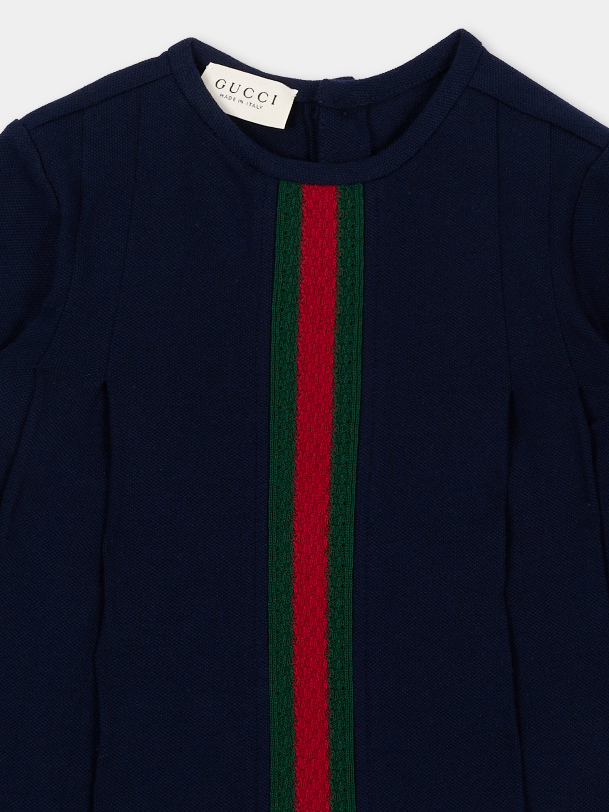 Vestito a manica corta blu per neonata,Gucci Kids,867972 XJHVF 4306