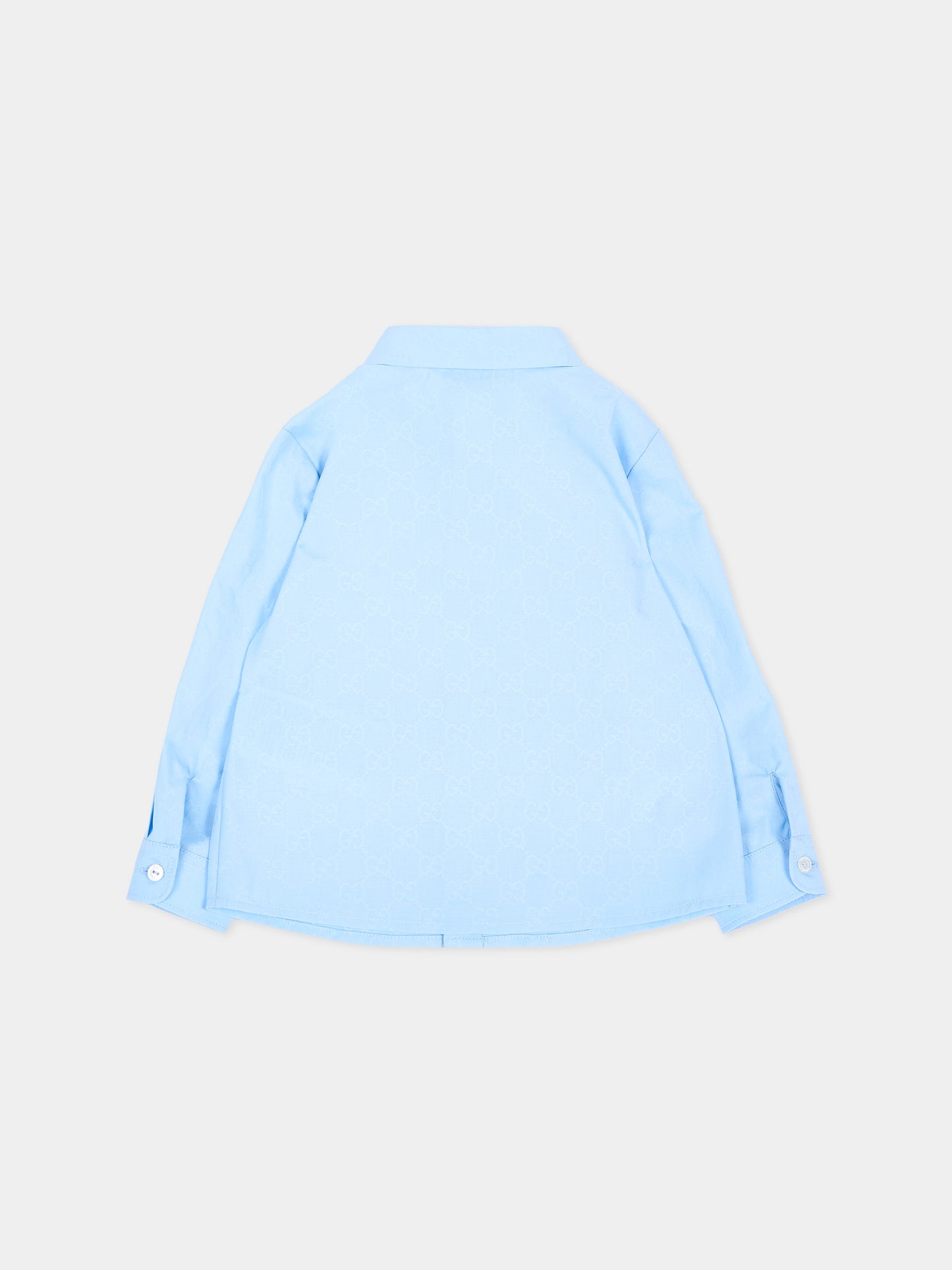 Camicia a manica lunga celeste per neonato,Gucci Kids,870284 XWA9G 4774