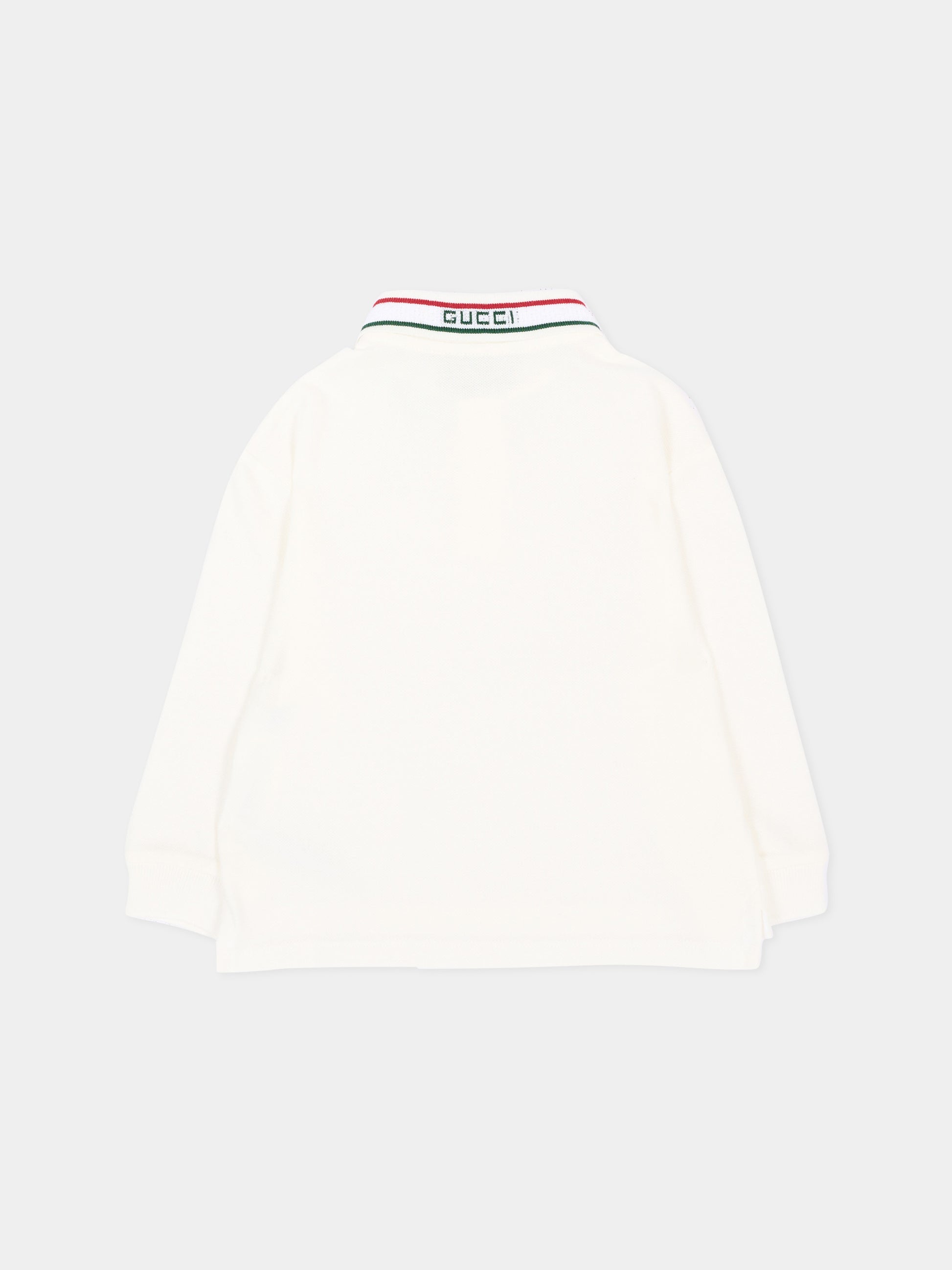Polo a manica lunga bianca per neonato,Gucci Kids,870876 XJHW2 9024