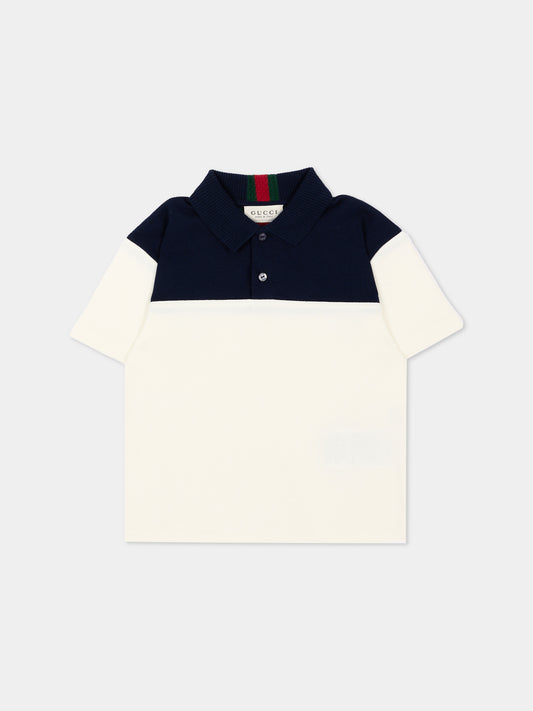 Polo a manica corta bianca per neonato,Gucci Kids,870878 XJHVF 9791