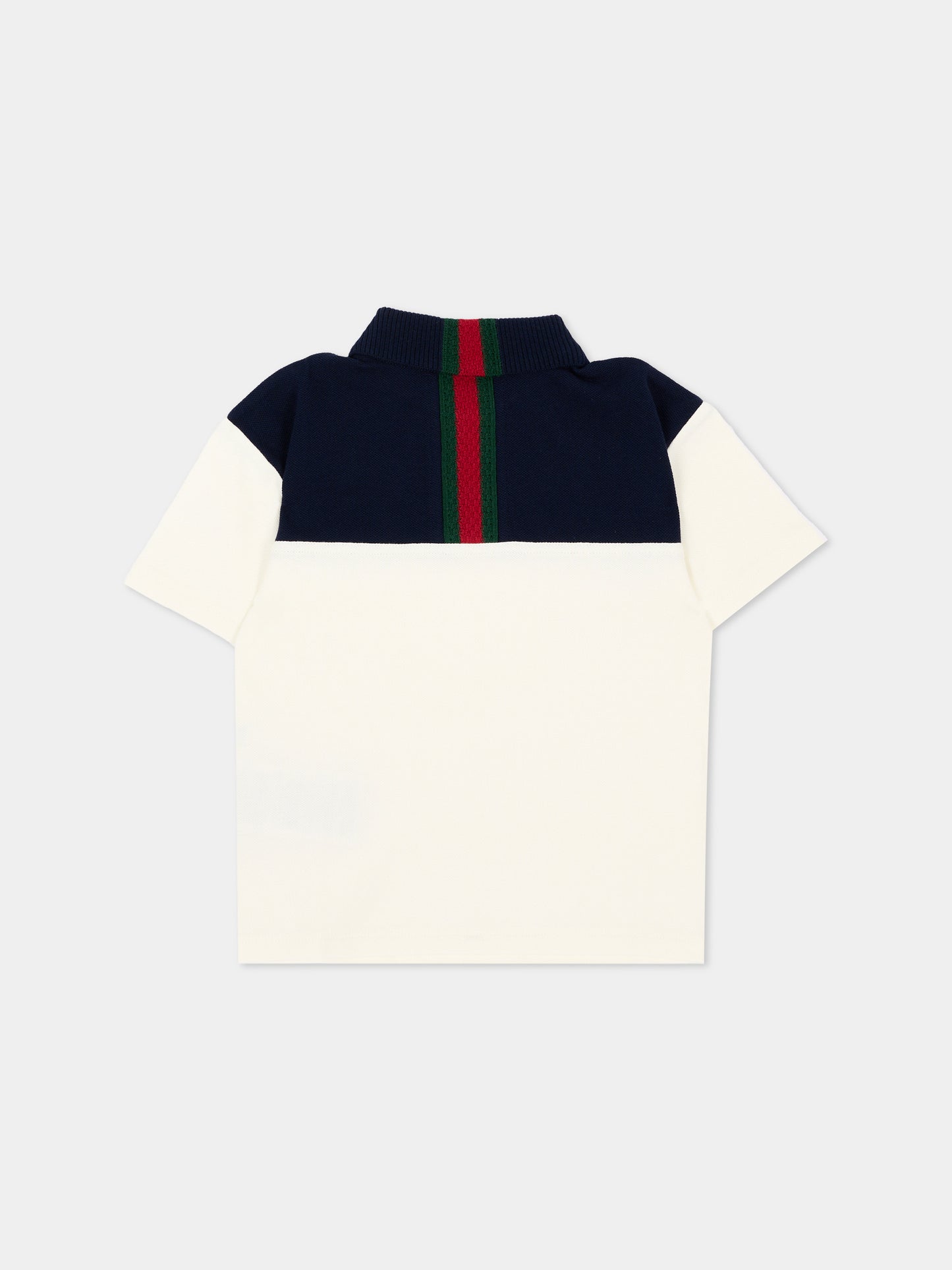 Polo a manica corta bianca per neonato,Gucci Kids,870878 XJHVF 9791