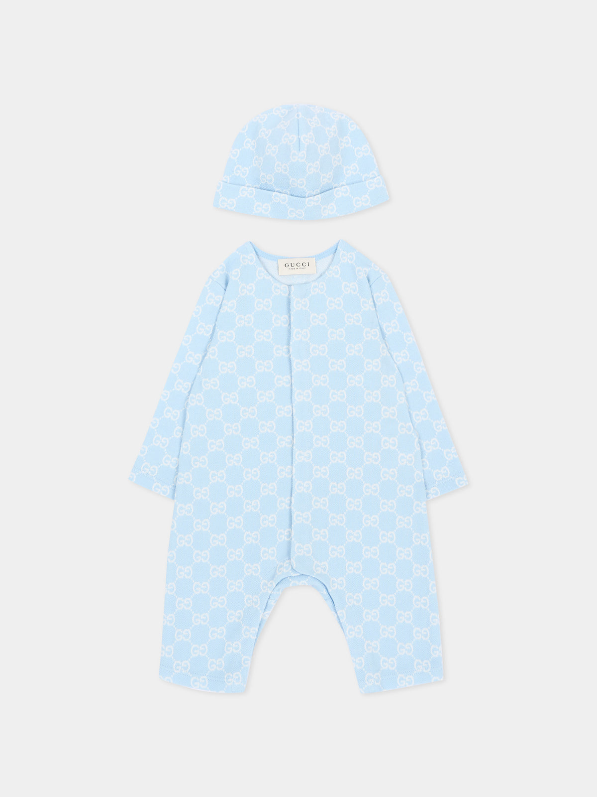 Baby Boy blue romper with GG monogram