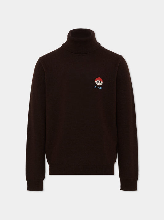 Dolcevita marrone per bambini con logo,Gucci Kids,871005 XKFJA 2335