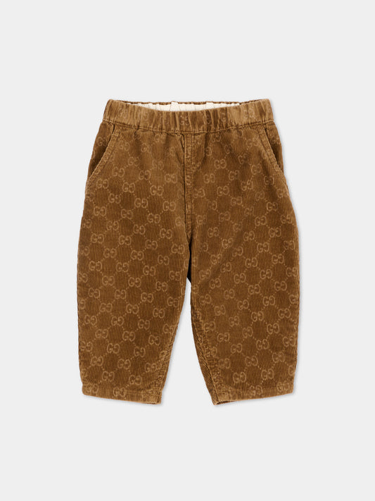 Brown pants for Baby Boy with GG monogram