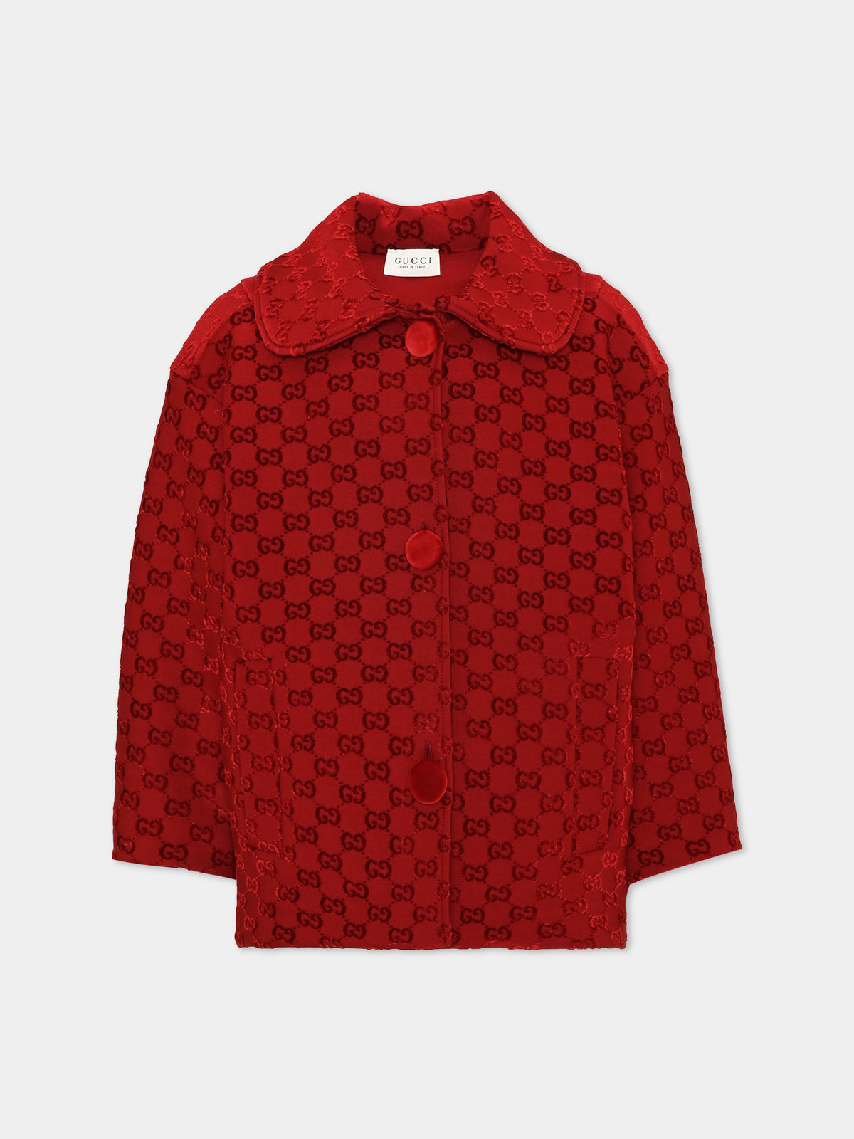 Cappotto rosso per bambina GG,Gucci Kids,828849 XJHD5 6062
