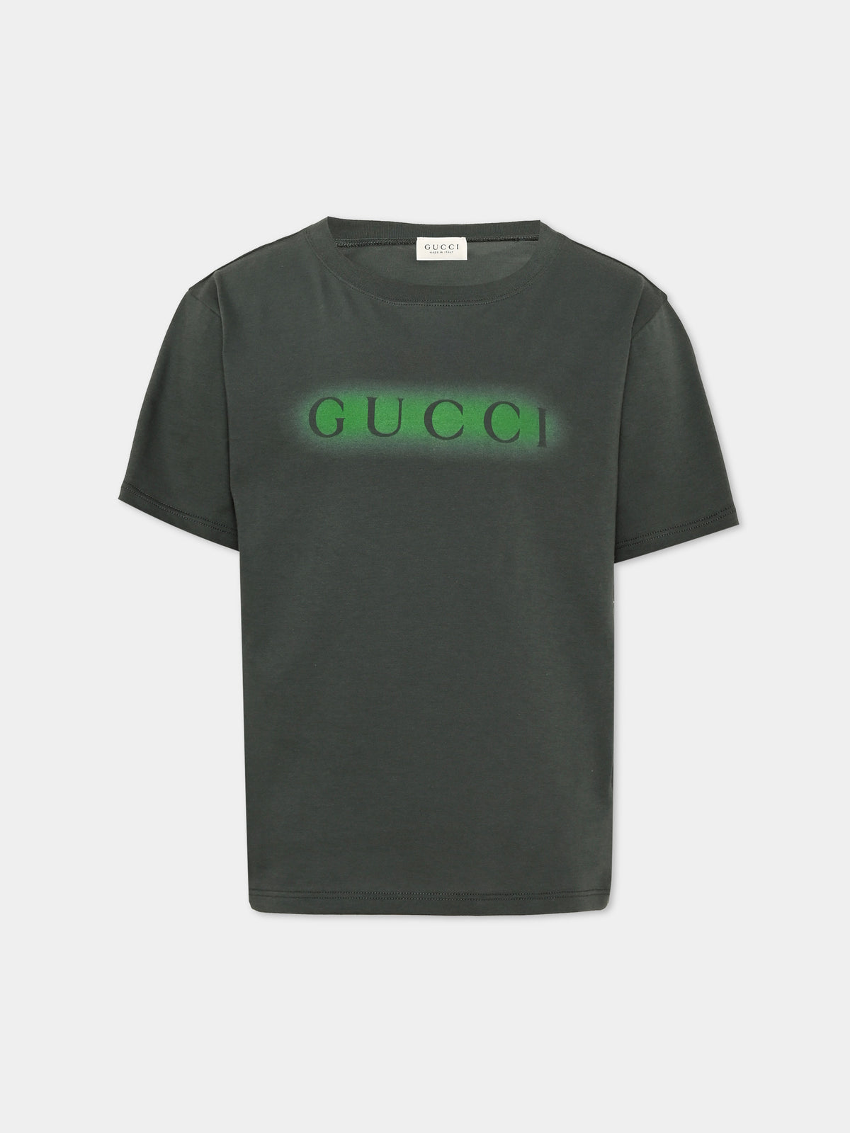 T-shirt a manica corta verde per bambino con logo,Gucci Kids,575114 XJHW7 3010