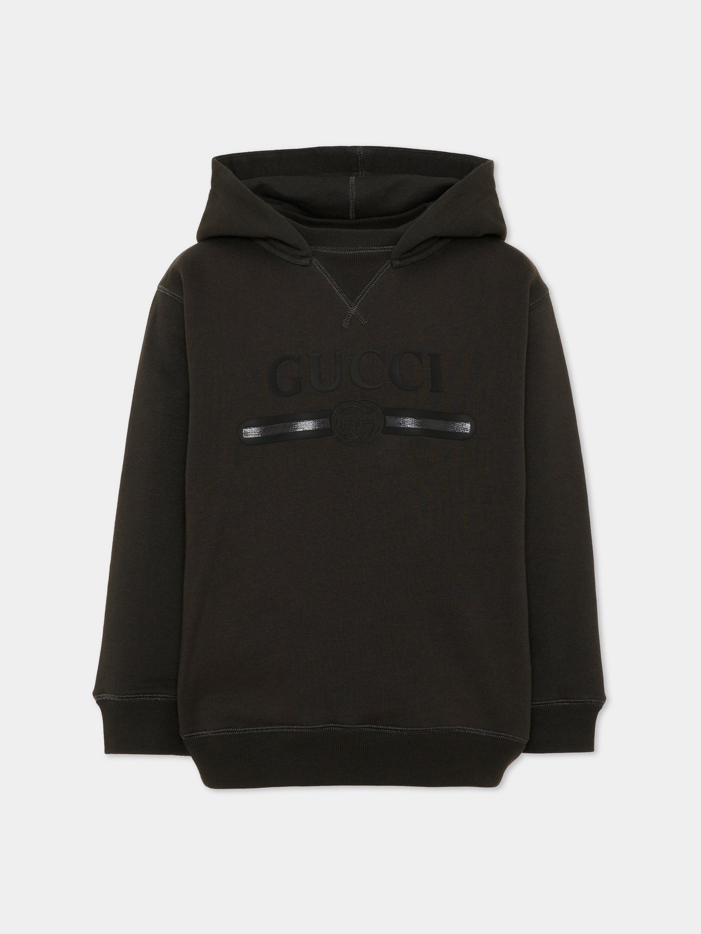 Felpa con cappuccio nera con logo