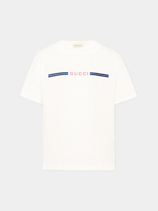 T-shirt avorio per bambini con logo
