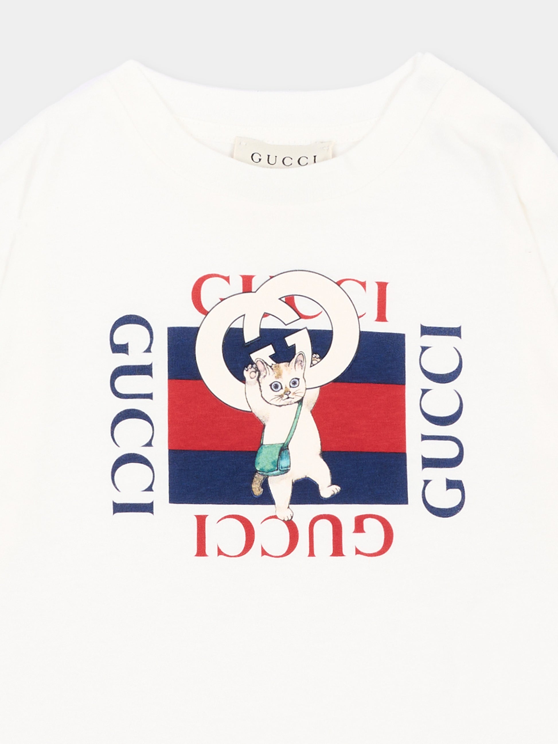 T-shirt a manica corta avorio per neonato logo,Gucci Kids,873800 XJHY7 9214