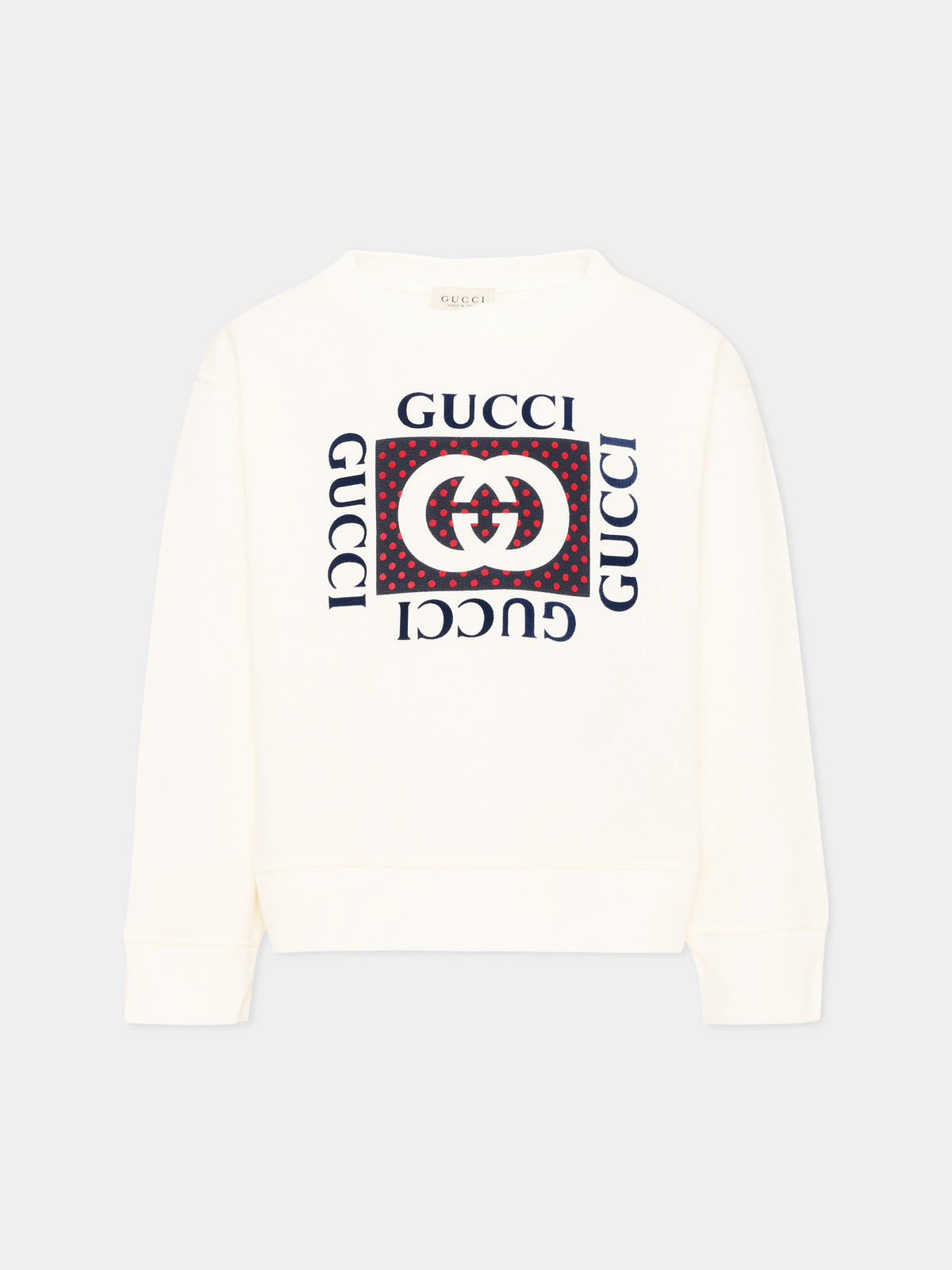 T-shirt a manica lunga avorio per bambina logo