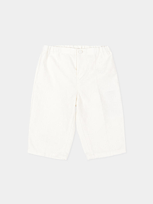 Pantalone avorio Jacquard GG per neonato,Gucci Kids,870281 XWA9R 9003