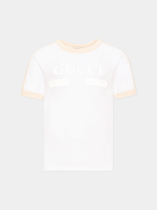 T-shirt bianca per bambini con logo,Gucci Kids,A0044Y XJHW6 9043