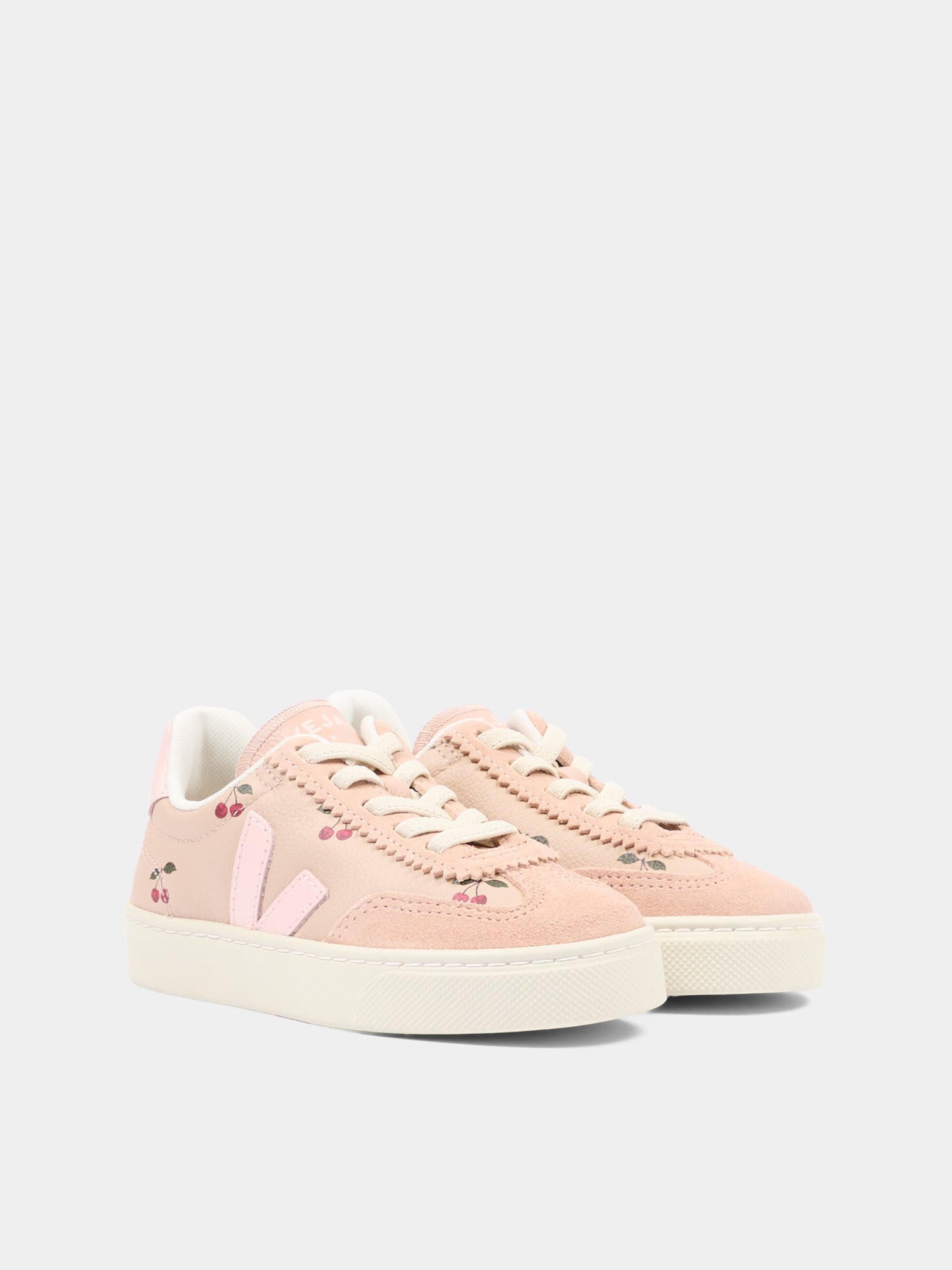 Sneakers beige per bambina con ciliegie,Veja X Konges Sløjd,BV0222353C