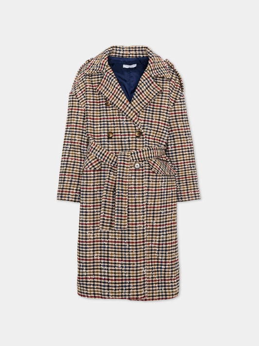 Cappotto multicolor per bambina pied de poule,Philosophy,I1H101 8322 0084