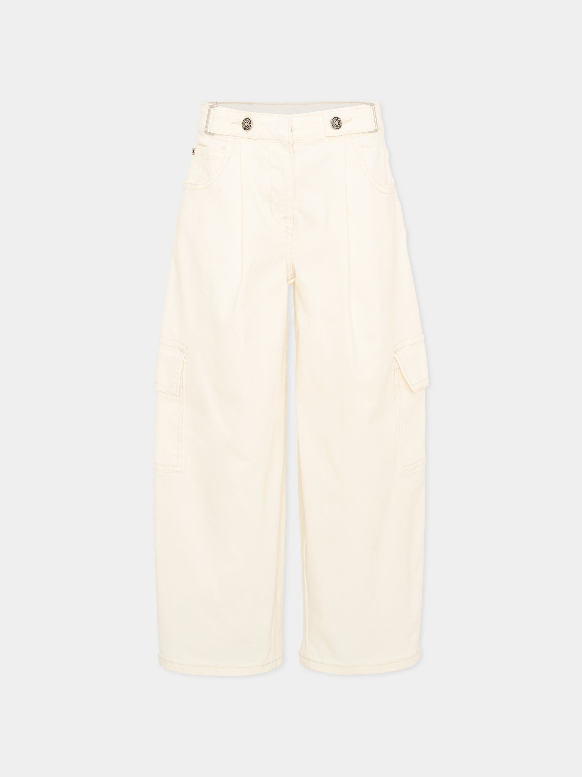 Jeans avorio per bambina cargo,Ermanno Scervino Junior,Z9H404 8097 0001