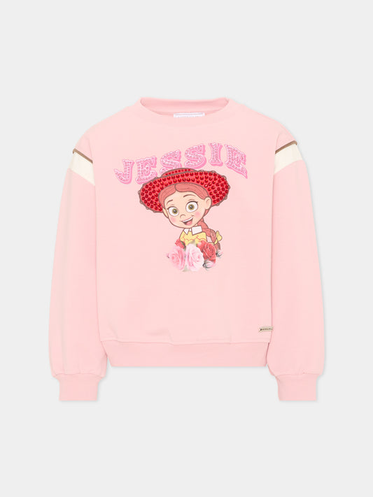 Felpa rosa per bambina con Jessie di Toy Story,Monnalisa,19H600NP 8006 094F