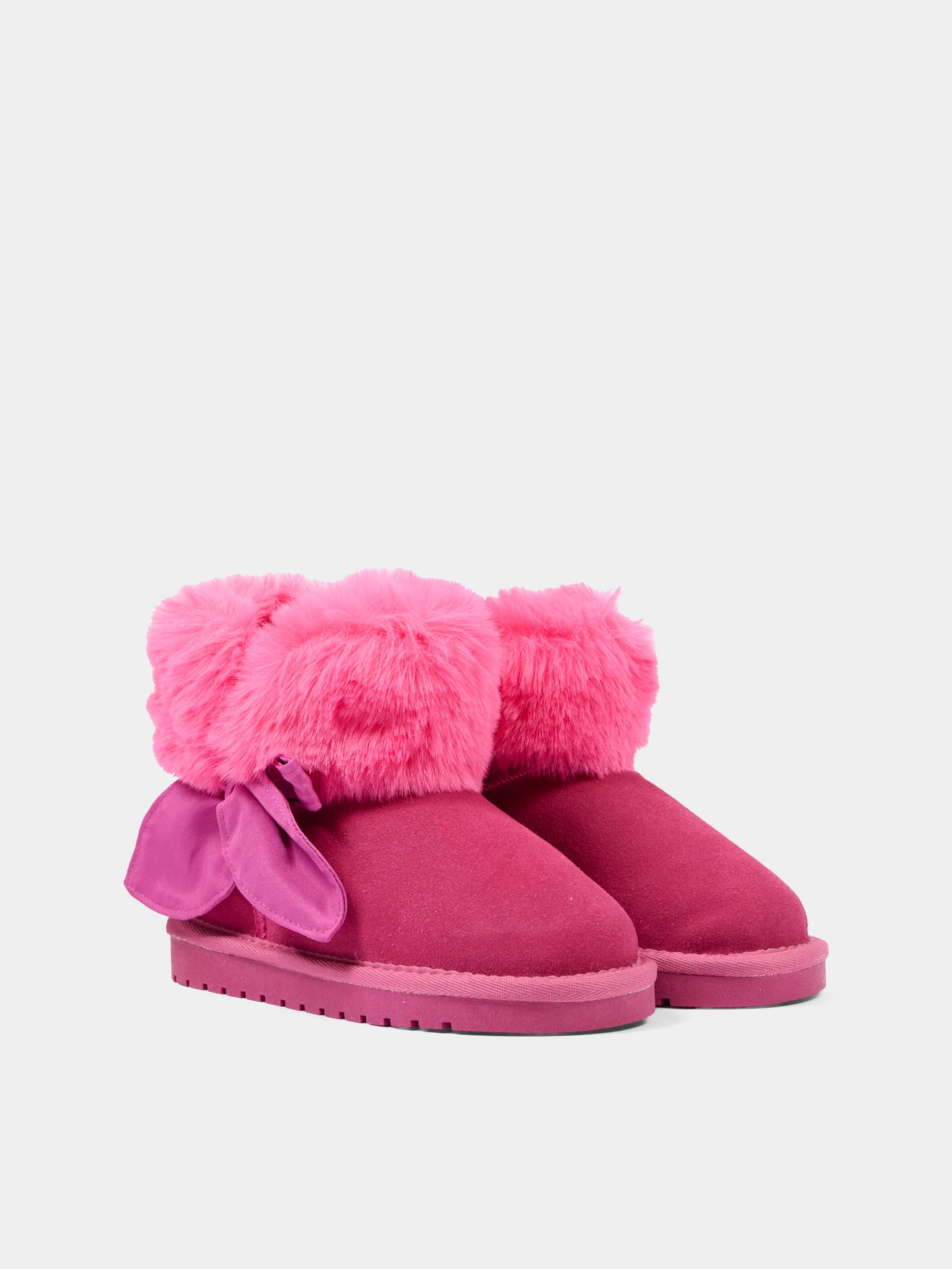 Stivaletti fucsia per bambina con fiocco,Monnalisa,8CH005 8776 0069