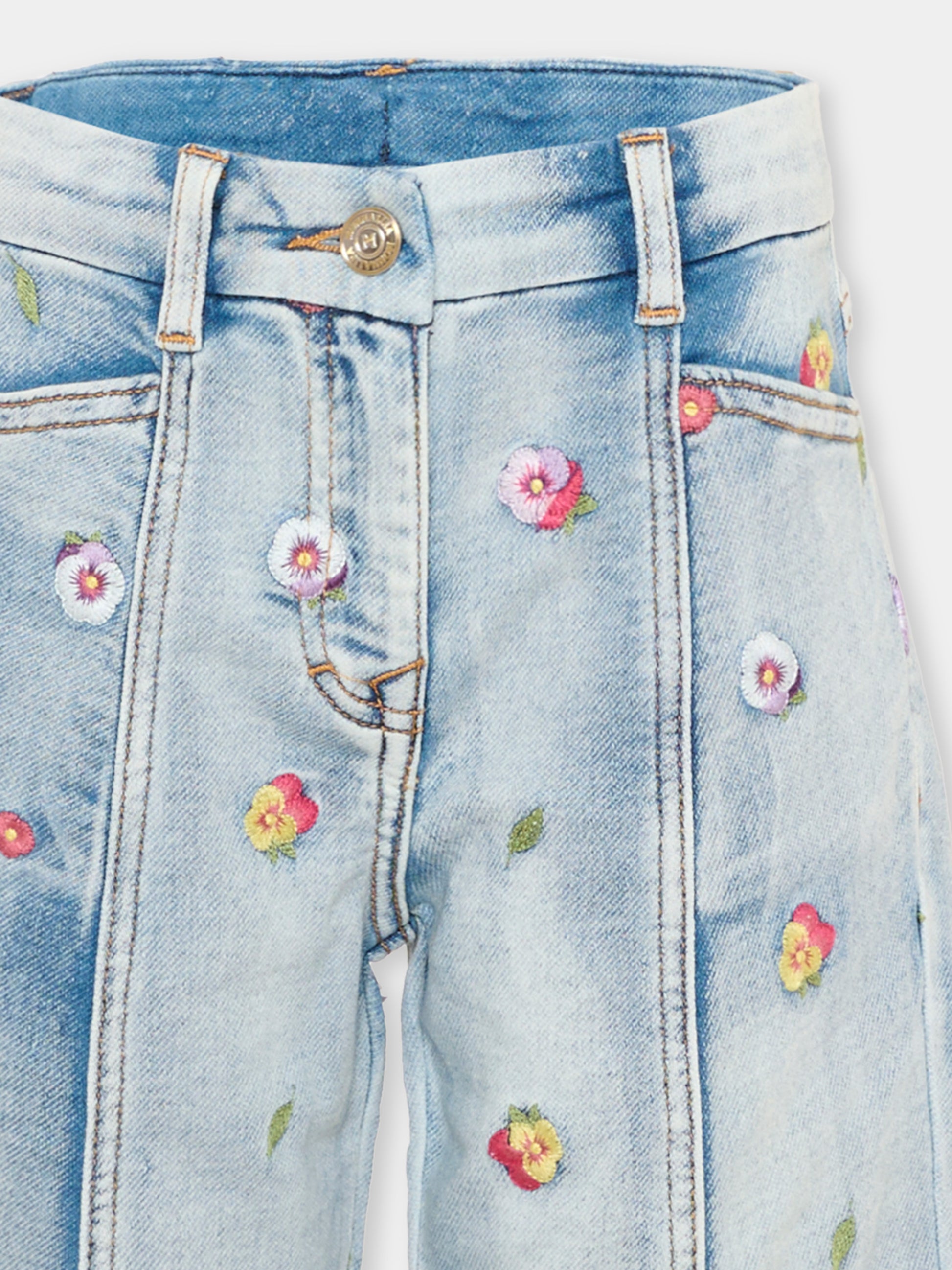 Jeans denim per bambina con fori,Monnalisa,19H404 8042 6284