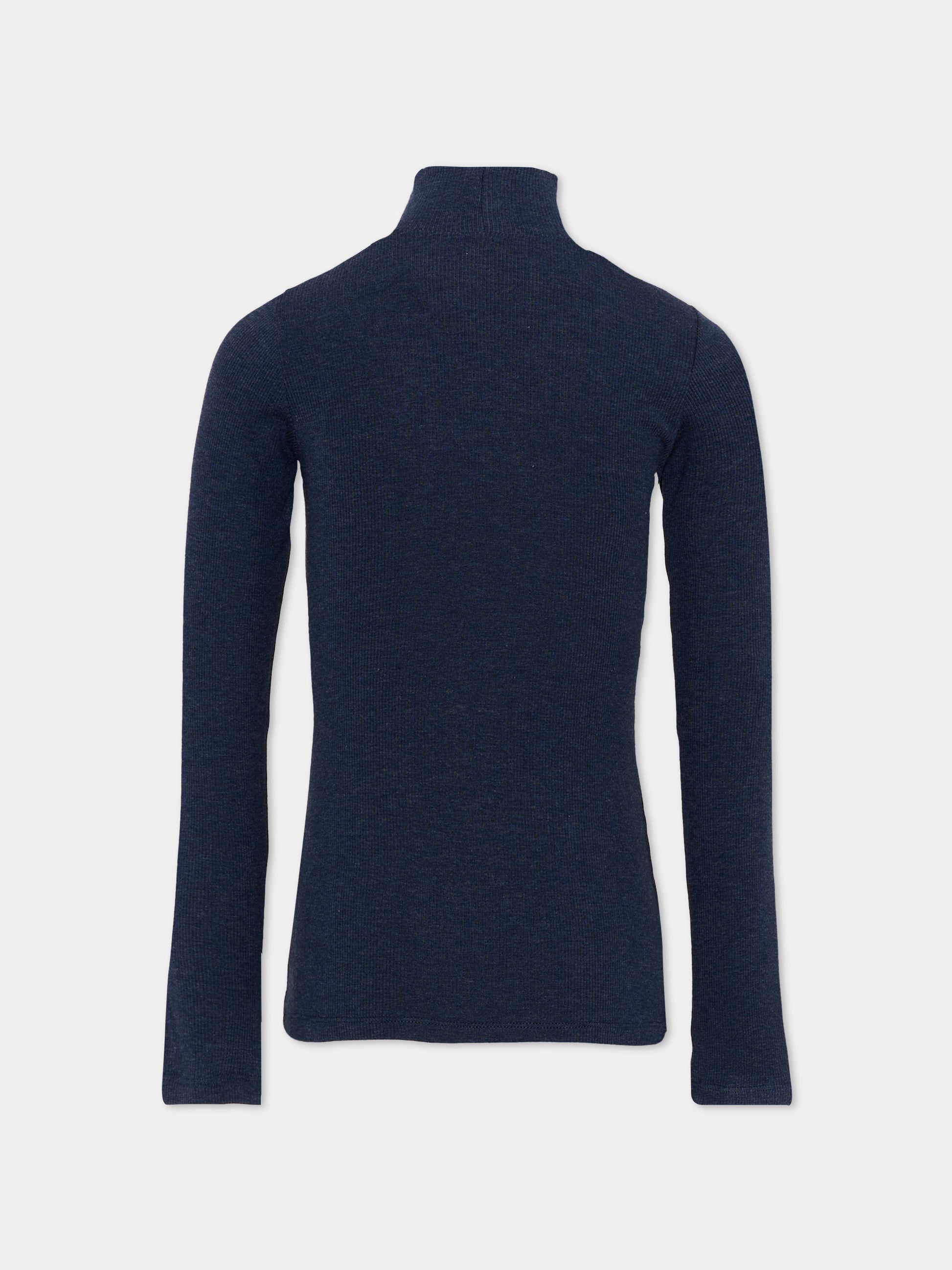 Dolcevita blu in maglia per bambina con logo,Monnalisa,17HLUC 8212 056M