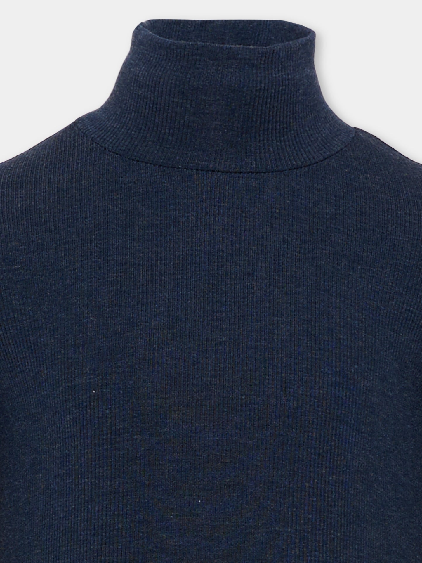 Dolcevita blu in maglia per bambina con logo,Monnalisa,17HLUC 8212 056M