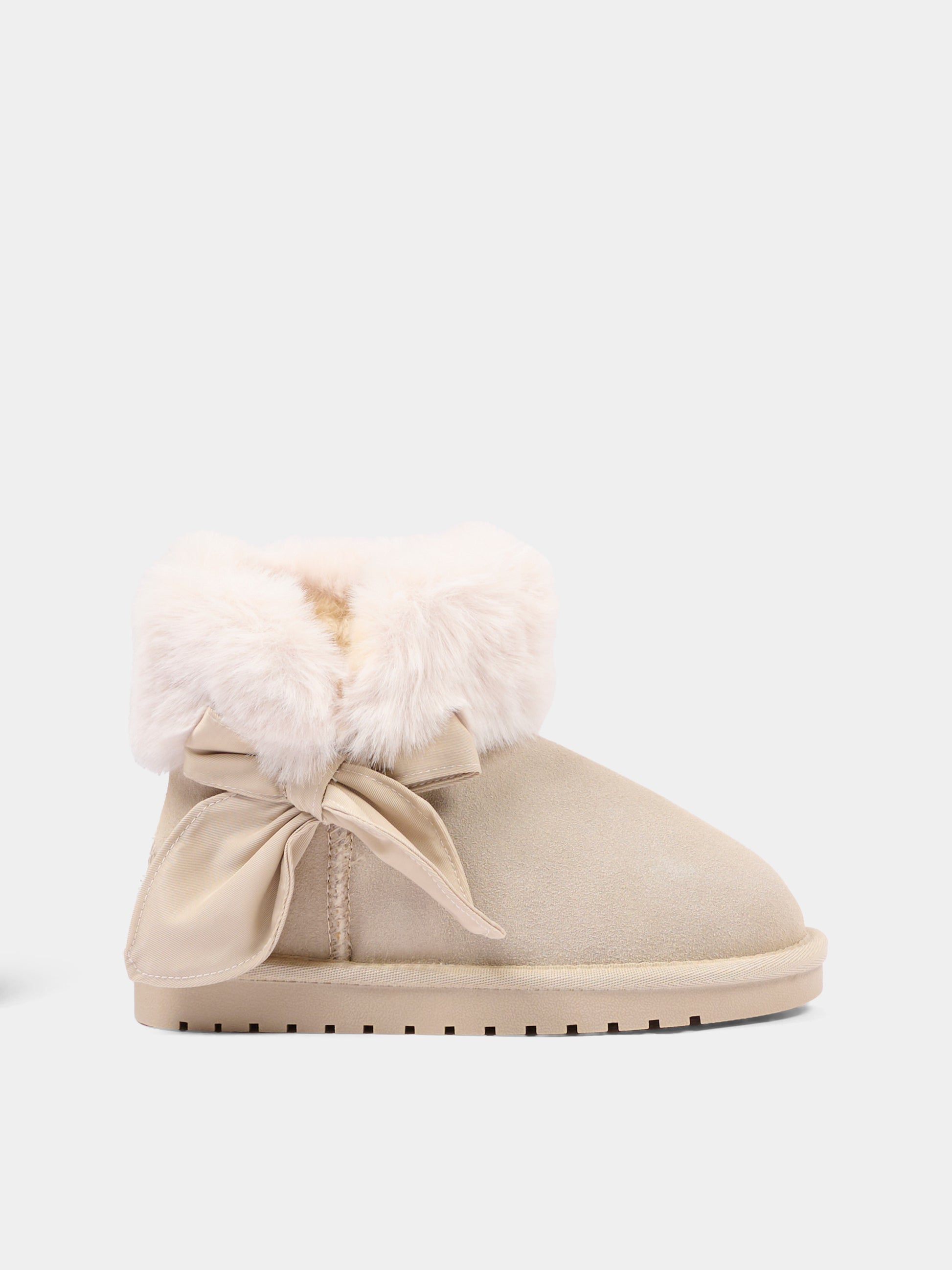Stivaletti beige per bambina con fiocco,Monnalisa,8CH005 8776 0003