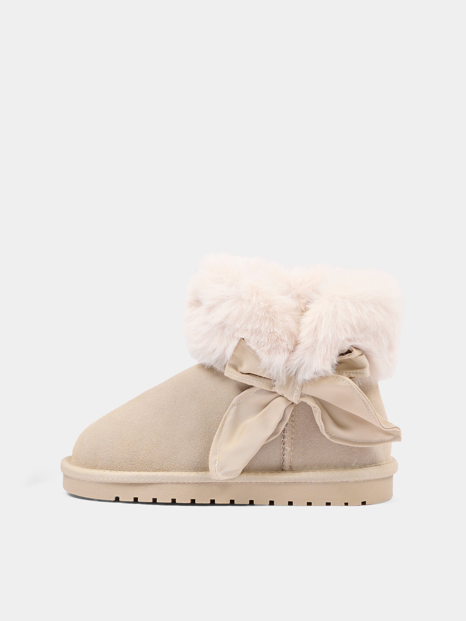 Stivaletti beige per bambina con fiocco,Monnalisa,8CH005 8776 0003