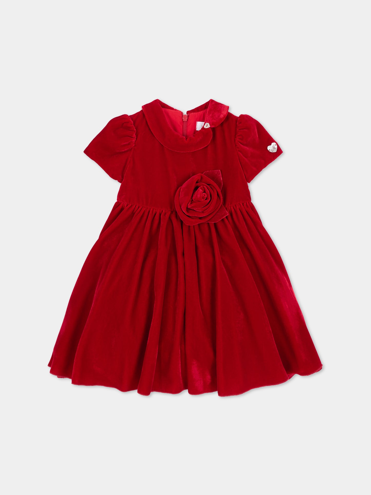Abito elegante rosso per neonata con fiore,Monnalisa,73H901 8803 0043