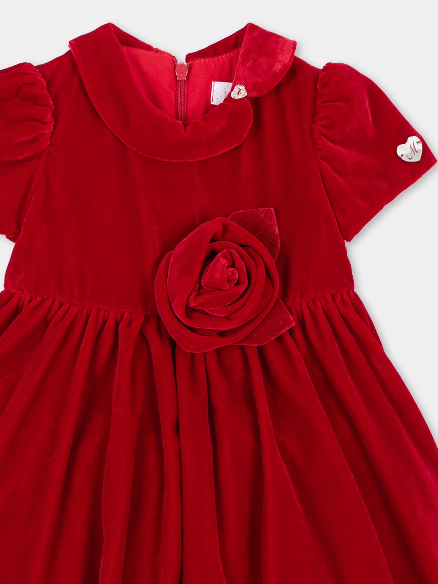 Abito elegante rosso per neonata con fiore,Monnalisa,73H901 8803 0043