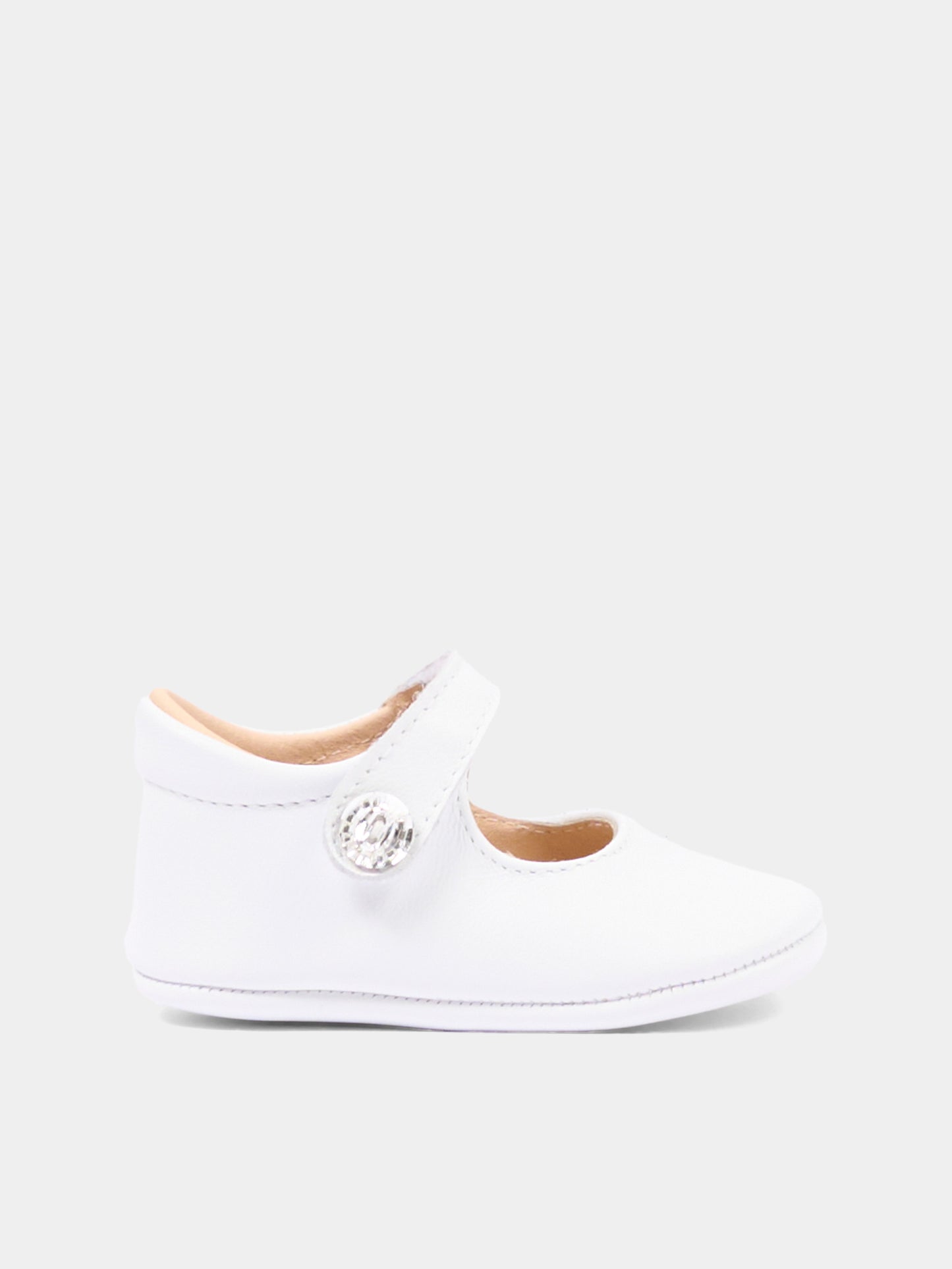 Ballerine bianche per neonata con gioiello,Monnalisa,73H003 8706 0001