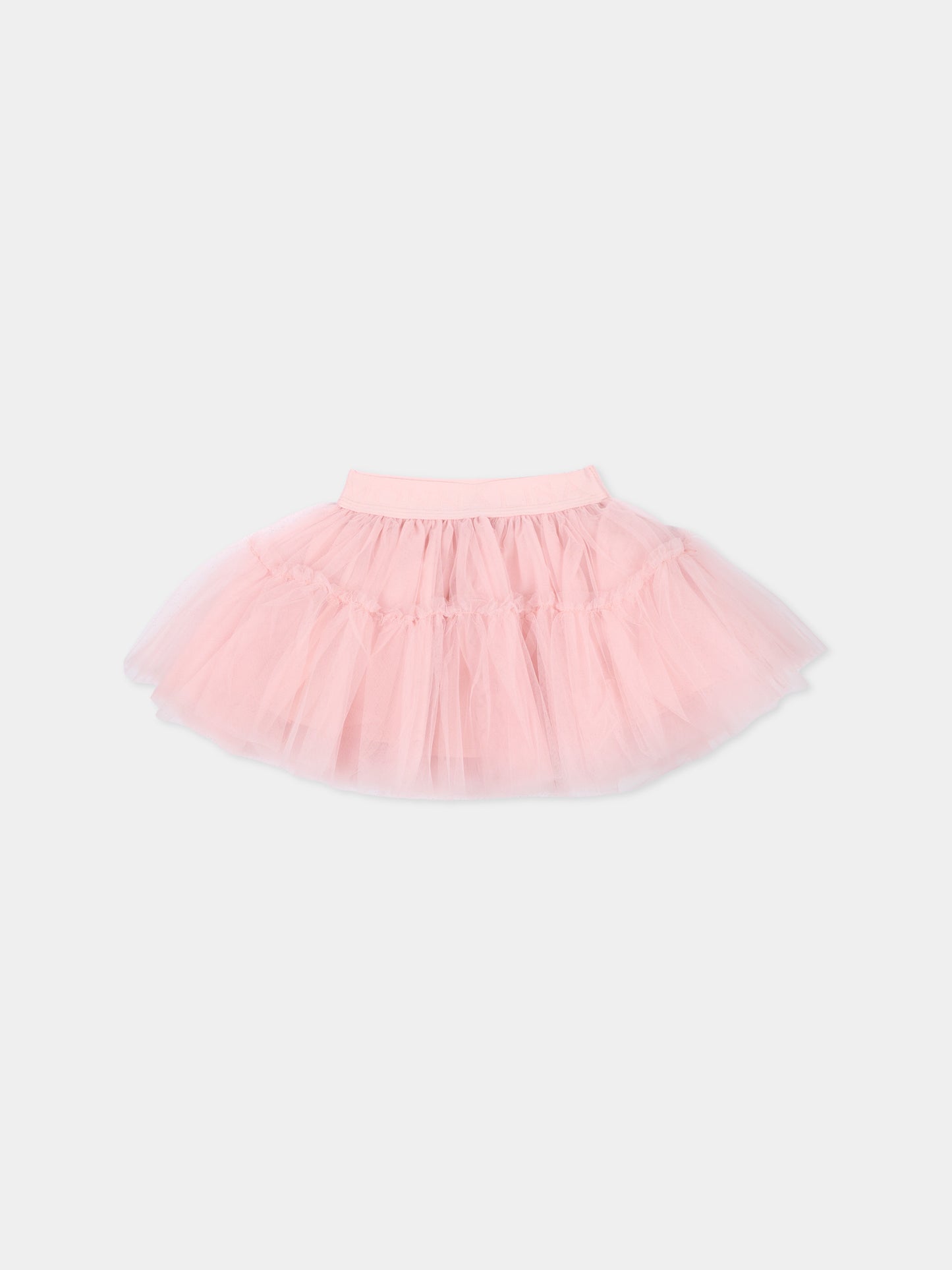 Gonna rosa in tulle per neonata con logo,Monnalisa,37HGON T9945 0063