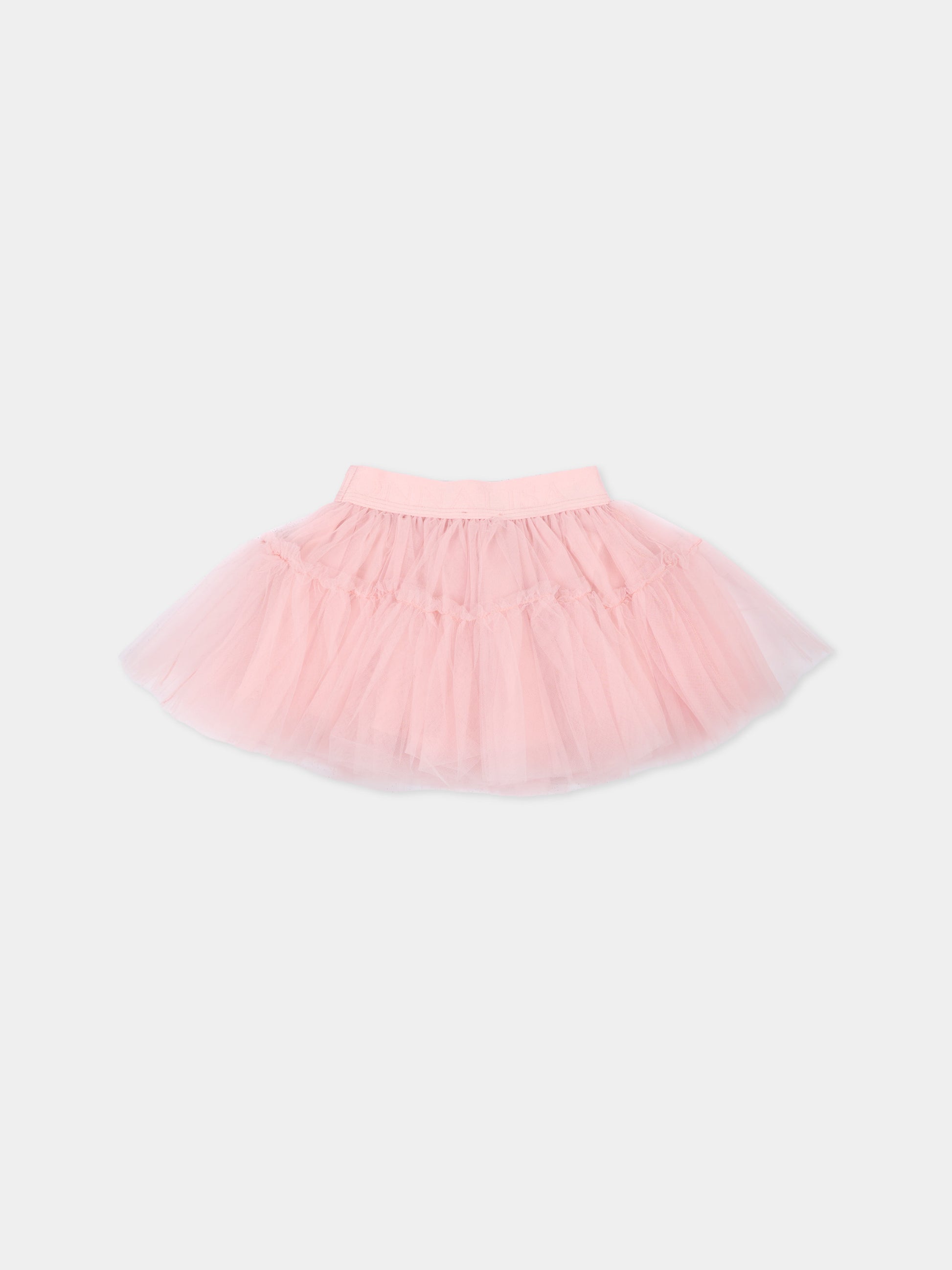 Gonna rosa in tulle per neonata con logo,Monnalisa,37HGON T9945 0063
