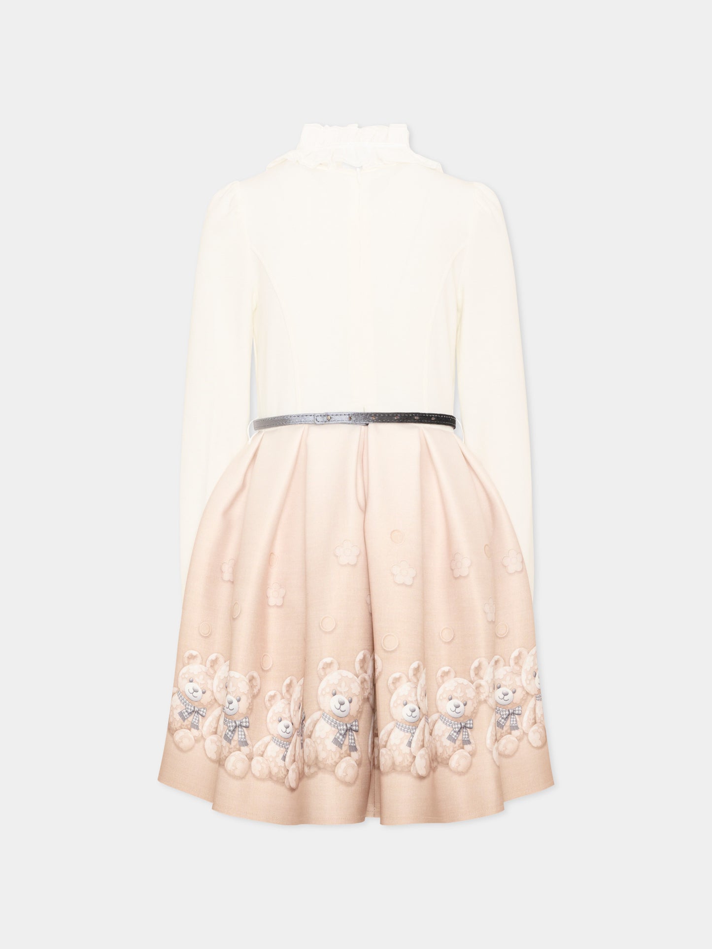 Abito elegante avorio per bambina con orsetti,Monnalisa,11H909 8669 0003